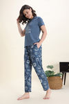 Zivame Knit Poly Pyjama Set - Orion Blue — thumbnail 3